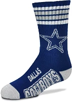 For Bare Feet Youth Dallas Cowboys 4-Stripe Deuce Crew Socks