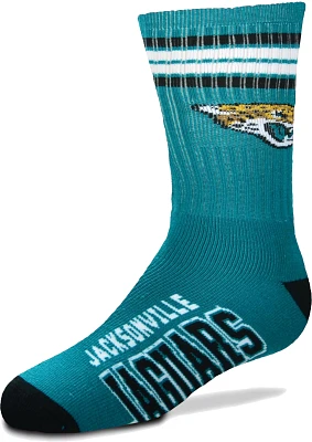 For Bare Feet Youth Jacksonville Jaguars 4-Stripe Deuce Crew Socks