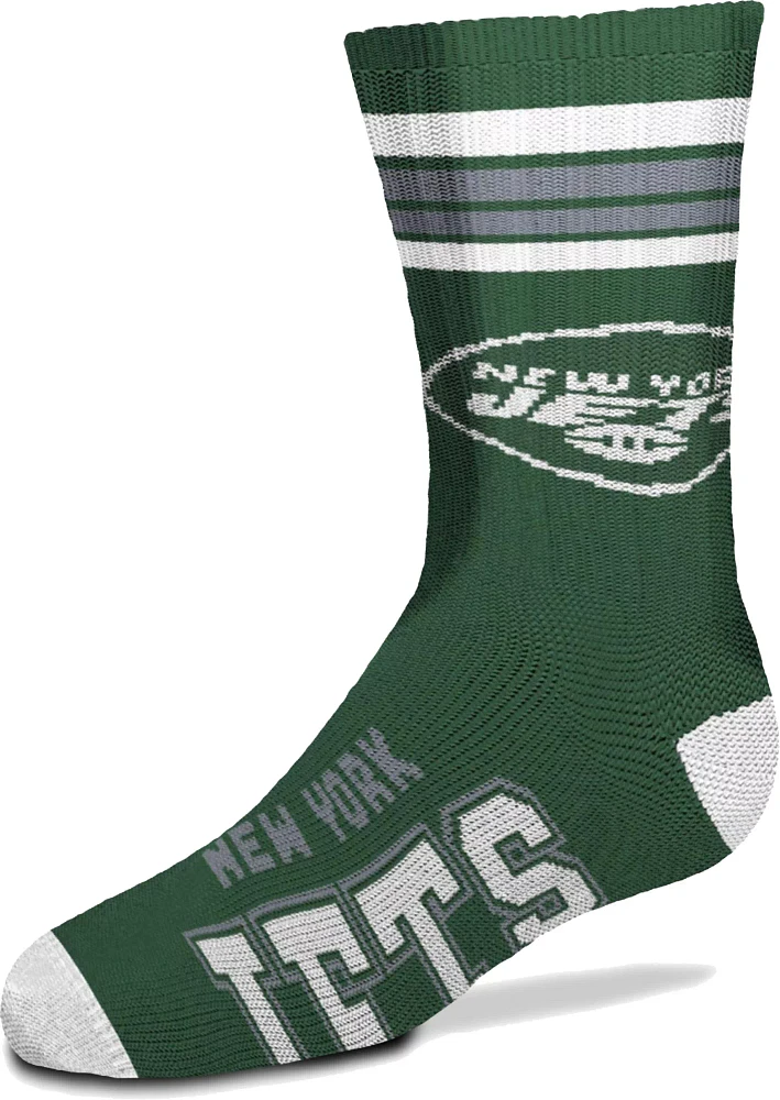 For Bare Feet Youth New York Jets 4-Stripe Deuce Crew Socks