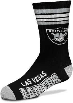 For Bare Feet Youth Oakland Raiders 4-Stripe Deuce Crew Socks