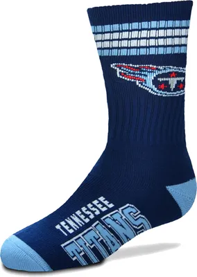 For Bare Feet Youth Tennessee Titans 4-Stripe Deuce Crew Socks