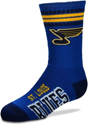 For Bare Feet Youth St. Louis Blues 4-Stripe Deuce Crew Socks