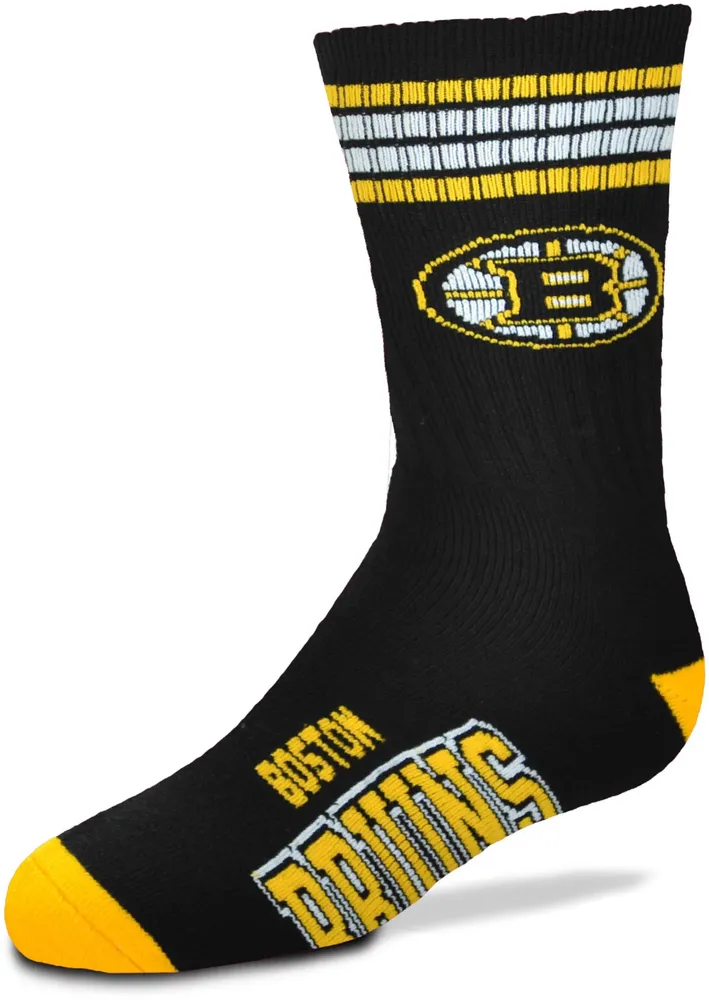 For Bare Feet Youth Boston Bruins 4-Stripe Deuce Crew Socks