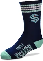 For Bare Feet Youth Seattle Kraken 4-Stripe Deuce Crew Socks