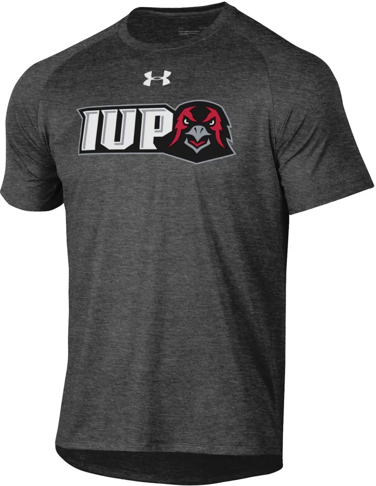 Under Armour Men's IUP Crimson Hawks Grey Tech Performance T-Shirt