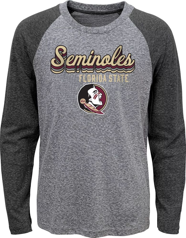 Gen2 Youth Florida State Seminoles Grey Script Tri-Blend Raglan Long Sleeve T-Shirt