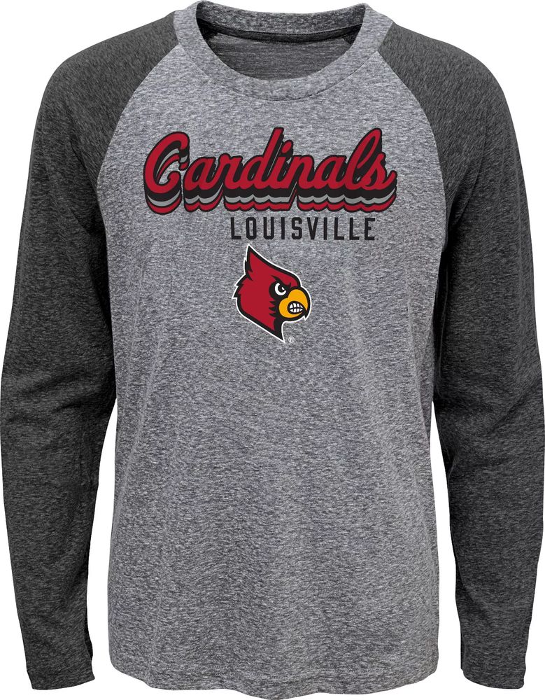 Dick's Sporting Goods Gen2 Youth Louisville Cardinals Grey Script Tri-Blend  Raglan Long Sleeve T-Shirt