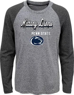 Gen2 Youth Penn State Nittany Lions Grey Script Tri-Blend Raglan Long Sleeve T-Shirt