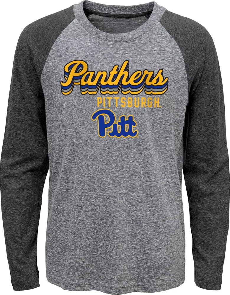 Gen2 Youth Pitt Panthers Grey Script Tri-Blend Raglan Long Sleeve T-Shirt