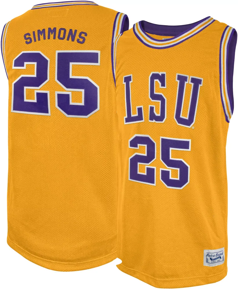 Retro Brand Men's LSU Tigers Ben Simmons #25 Gold Replica Basketball Jersey