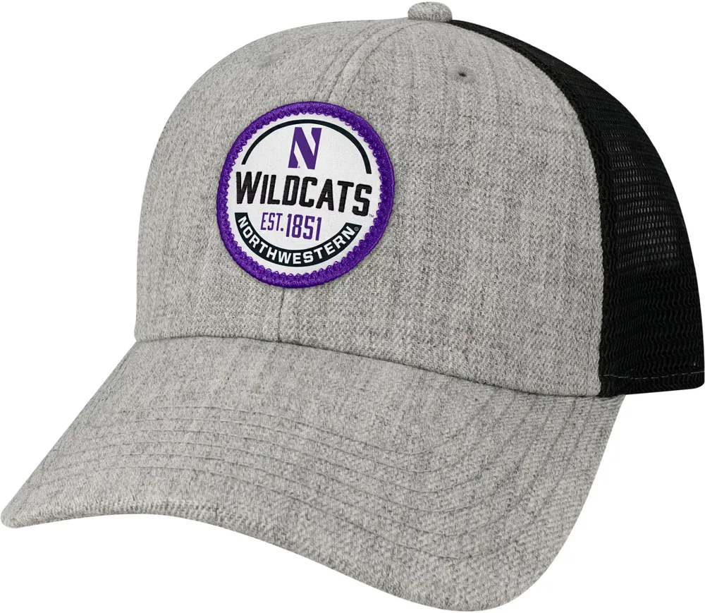 League-Legacy Men's Northwestern Wildcats Grey Lo-Pro Adjustable Trucker Hat