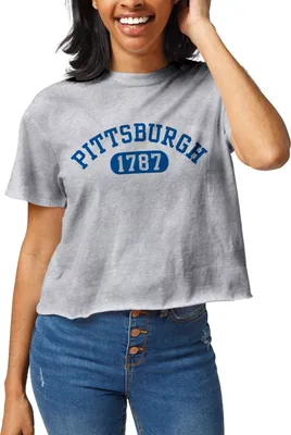 League-Legacy Women's Pitt Panthers Grey Clothesline Cropped T-Shirt