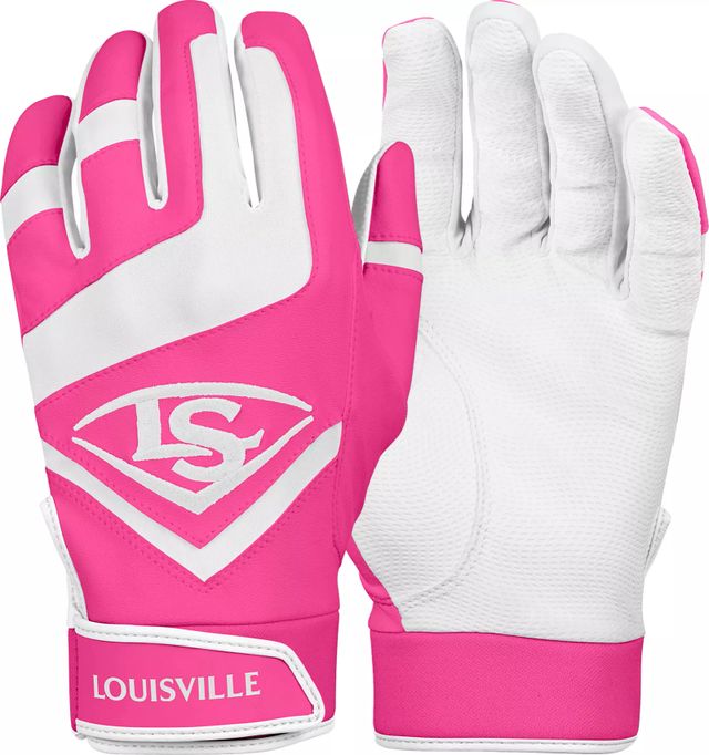 Under Armour Youth Girls Radar Batting Gloves White/Pink Small