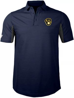 Nike Men's Milwaukee Brewers Stripe Polo - S (Small)