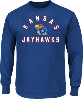 Profile Varsity Men's Big and Tall Kansas Jayhawks Blue Long Sleeve T-Shirt