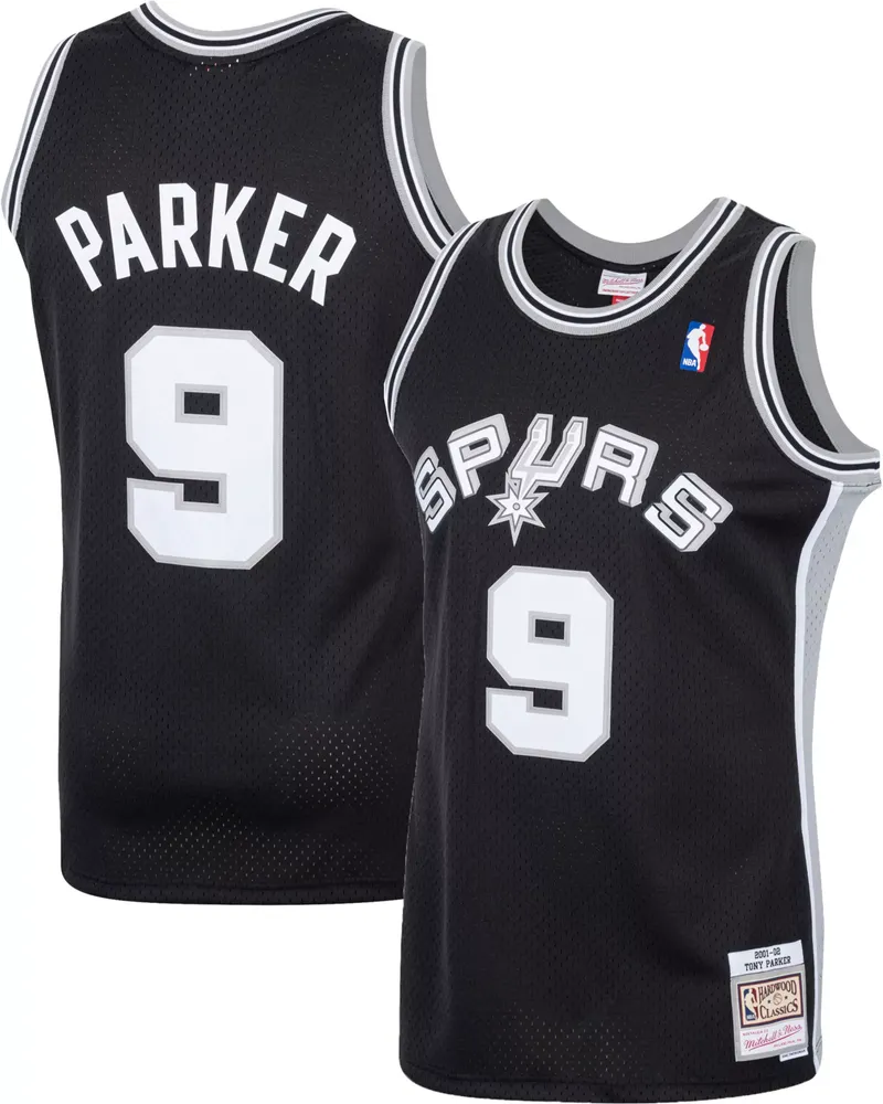 Mitchell & Ness Men's 2001 San Antonio Spurs Tony Parker #9 Black Hardwood Classics Jersey