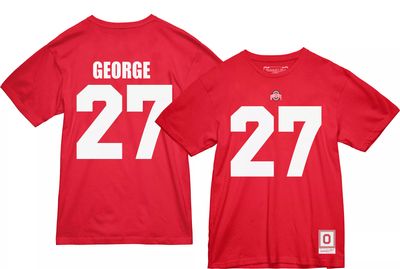 Mitchell & Ness Men's Ohio State Buckeyes Scarlet Eddie George #27 T-Shirt