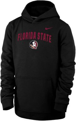 Nike Youth Florida State Seminoles Club Fleece Wordmark Pullover Black Hoodie