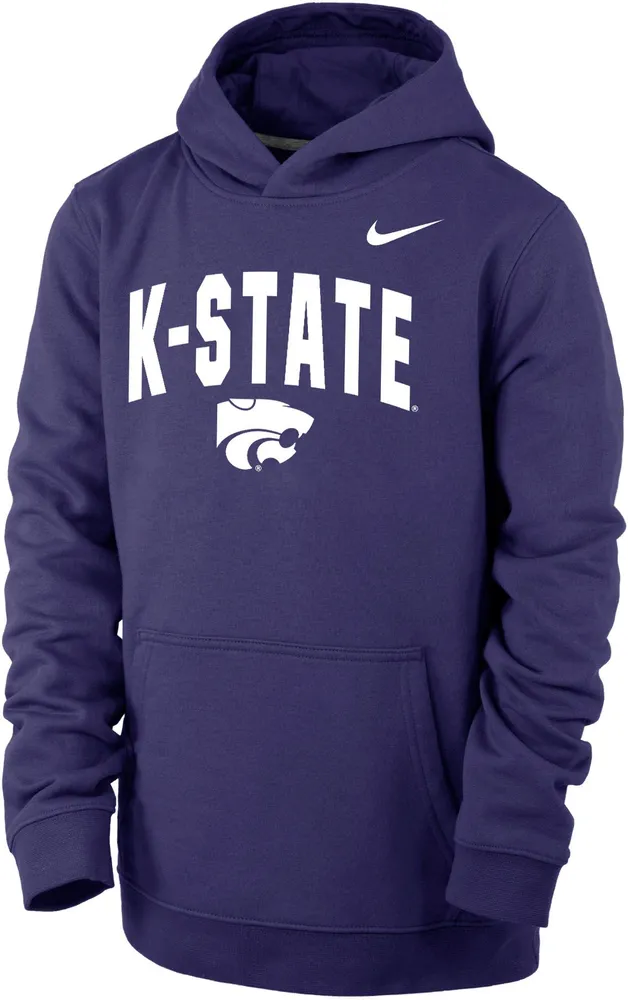 Nike Youth Kansas State Wildcats Purple Club Fleece Wordmark Pullover Hoodie