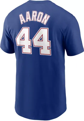 Nike Men's Atlanta Braves Hank Aaron #44 Blue T-Shirt