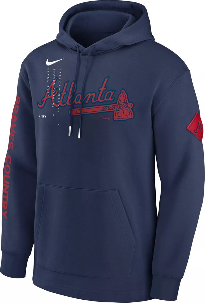 Dick's Sporting Goods Nike Men's Atlanta Braves Navy Reflection Fleece  Pullover Hoodie