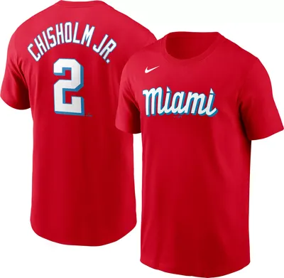 Nike Men's Miami Marlins Jazz Chisholm #2 Red 2021 City Connect T-Shirt