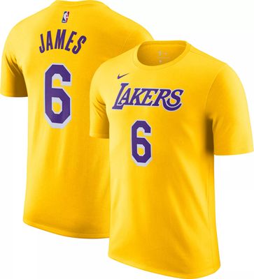 Nike Men's Los Angeles Lakers LeBron James #6 White T-Shirt, Large