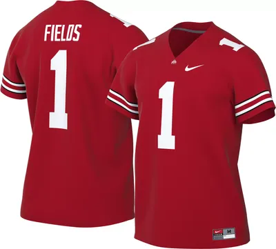 Nike Men's Ohio State Buckeyes Justin Fields #1 Scarlet Dri-FIT Game Football Jersey