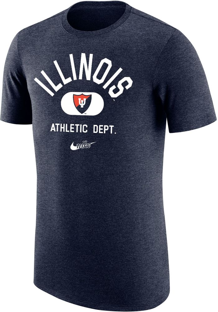 Dick's Sporting Goods Nike Men's Illinois Illini Blue Tri-Blend Old School Arch T-Shirt | Bridge Street Town Centre