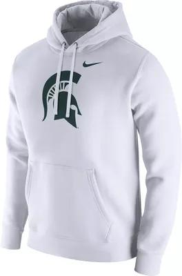 Nike Men's Michigan State Spartans Club Fleece Pullover White Hoodie