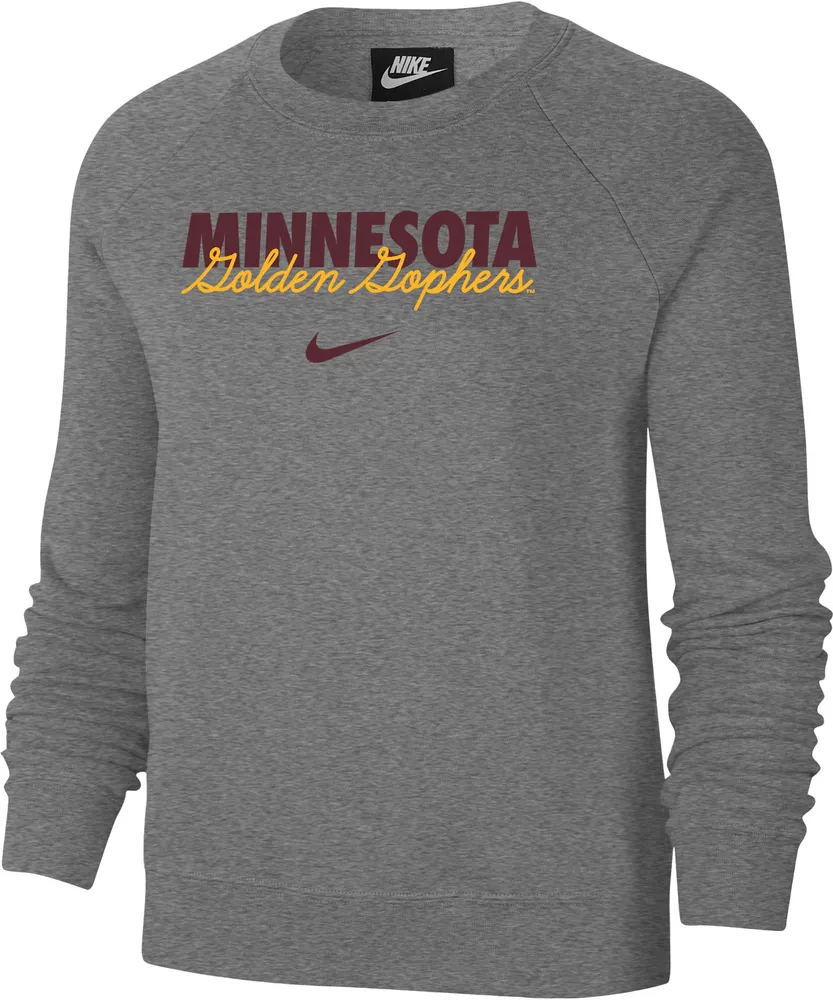 Nike Women's Minnesota Golden Gophers Grey Varsity Crew Neck Sweatshirt