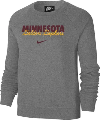 Nike Women's Minnesota Golden Gophers Grey Varsity Crew Neck Sweatshirt