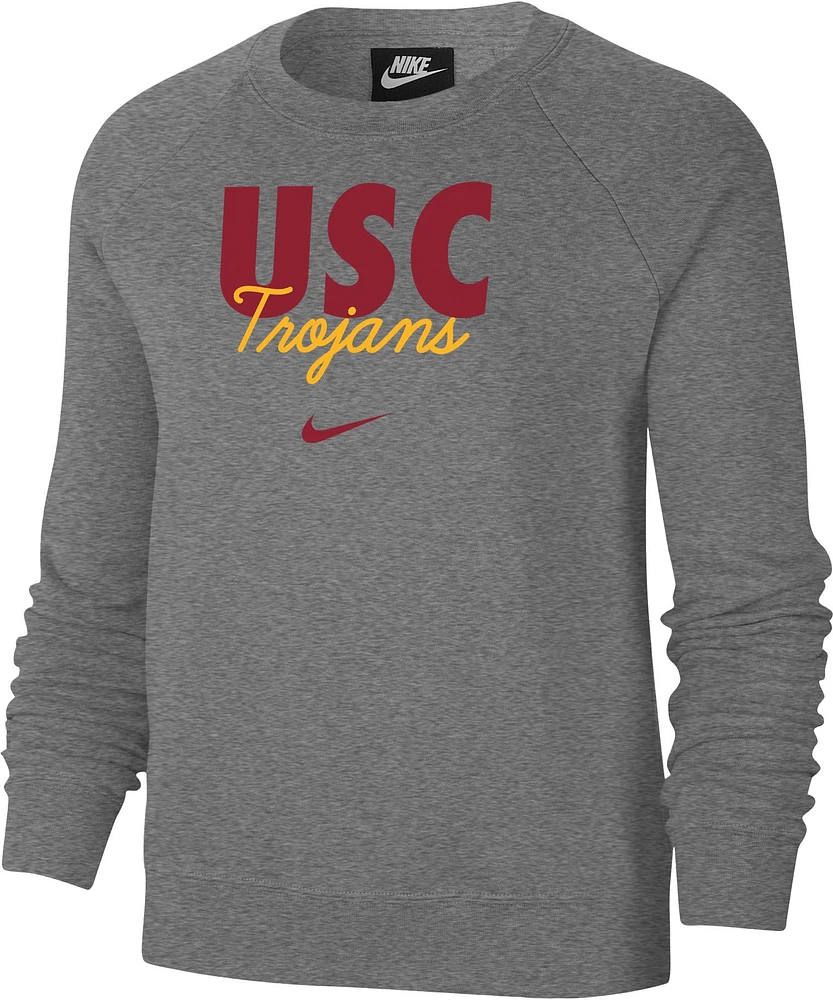 Nike Women's USC Trojans Grey Varsity Crew Neck Sweatshirt