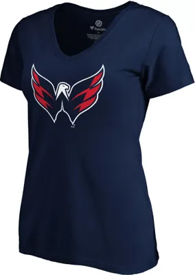 NHL Women's Washington Capitals Team Poly Navy V-Neck T-Shirt