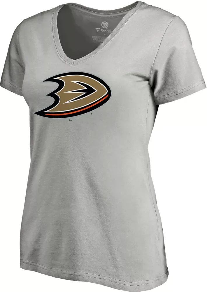 NHL Women's Anaheim Ducks Team Poly Grey V-Neck T-Shirt