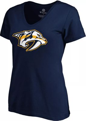 NHL Women's Nashville Predators Team Poly Navy V-Neck T-Shirt