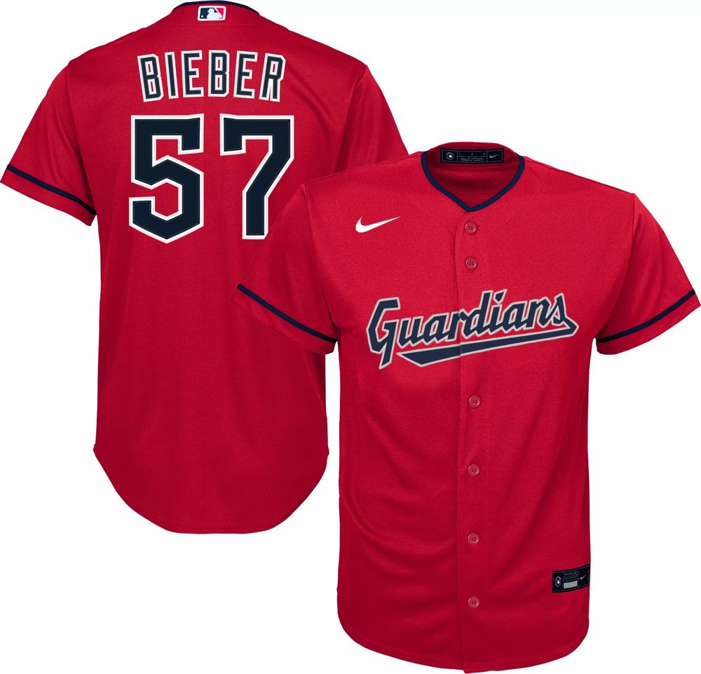 Dick's Sporting Goods Nike Youth Cleveland Guardians Shane Bieber #57 Red  Replica Baseball Jersey