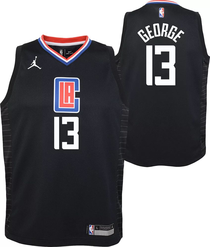 Authentic Men's Paul George Navy Blue Jersey - #13 Basketball Los