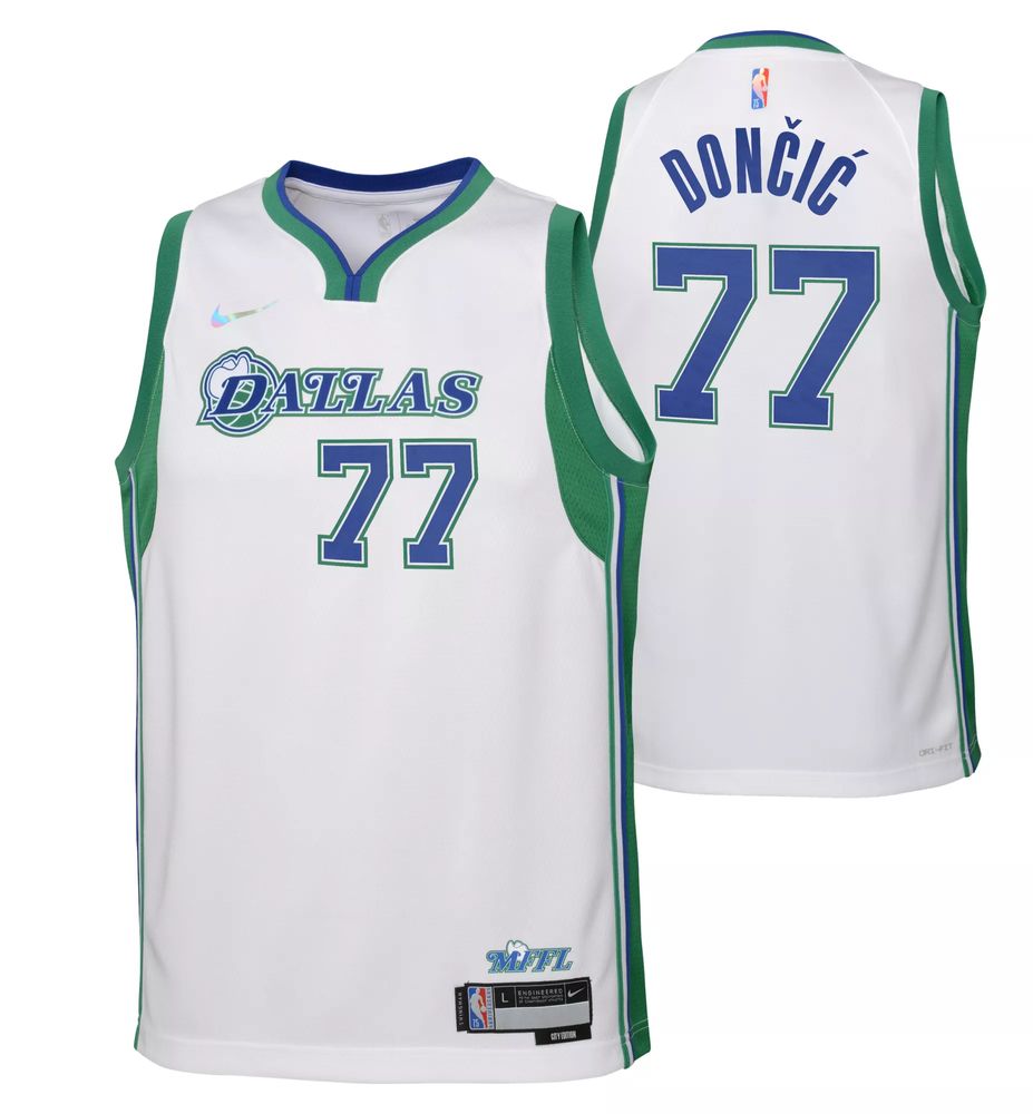 Dick's Sporting Goods Nike Youth 2021-22 City Edition Dallas Mavericks Luka  Doncic #77 White Swingman Jersey