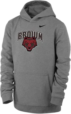 Nike Youth Brown University Bears Grey Club Fleece Pullover Hoodie