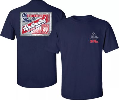New World Graphics Men's Ole Miss Rebels Blue Ducks Unlimited Label T-Shirt