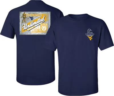 New World Graphics Men's West Virginia Mountaineers Blue Ducks Unlimited Label T-Shirt
