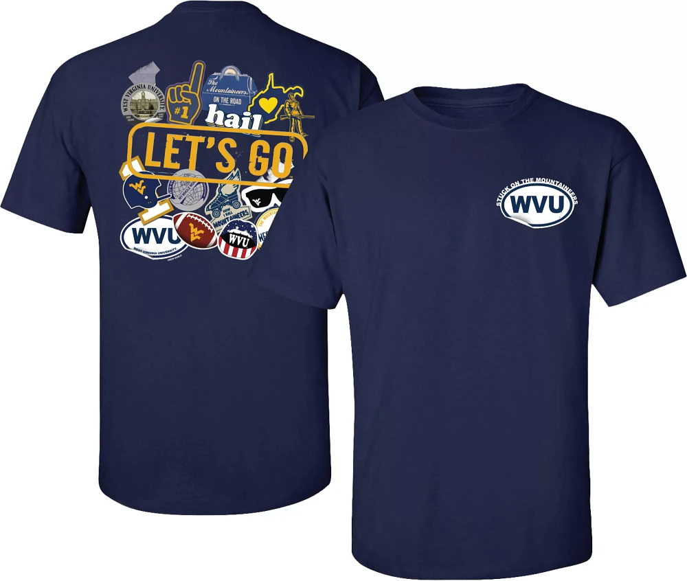 New World Graphics Men's West Virginia Mountaineers Blue Stickers T-Shirt