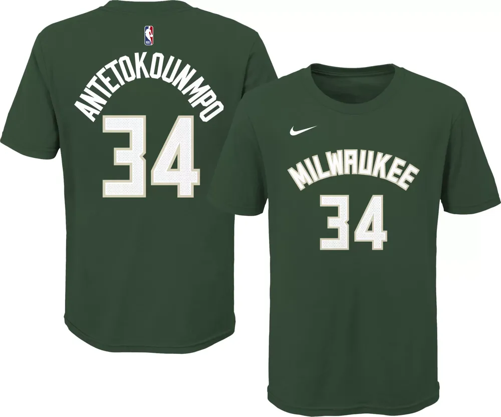 Nike Youth Milwaukee Bucks Giannis Antetokounmpo #34 Green Cotton T-Shirt