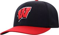 Top of the World Men's Wisconsin Badgers Black/Red Stretch-Fit Hat