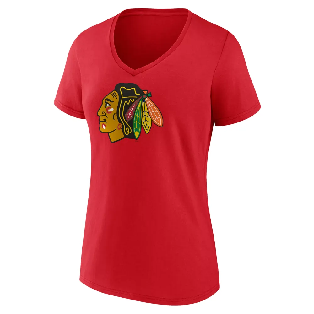 NHL Women's Chicago Blackhawks Team Red V-Neck T-Shirt