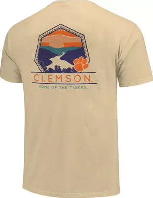 Image One Clemson Tigers White Landscape Badge T-Shirt