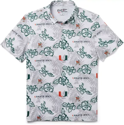 Reyn Spooner Men's Miami Hurricanes White Performance Polo