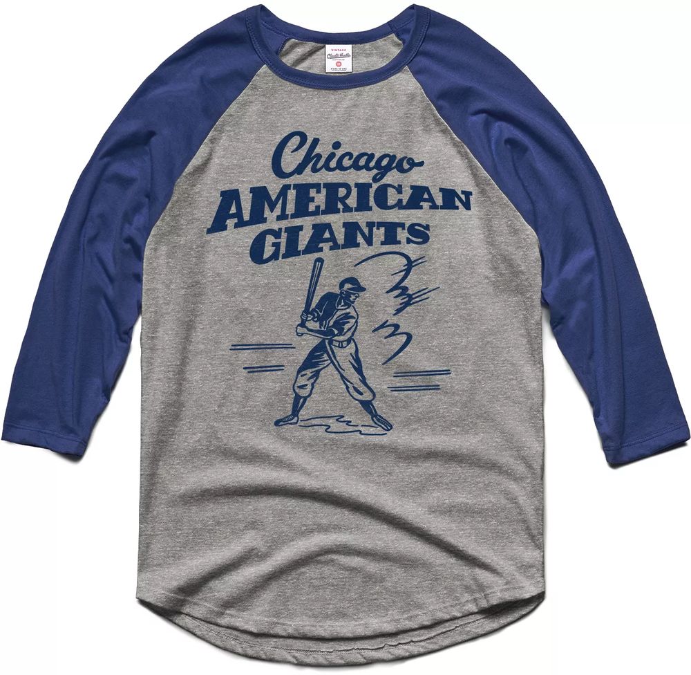 Dick's Sporting Goods Charlie Hustle Chicago American Giants Grey Museum  Raglan ¾ Sleeve T-Shirt
