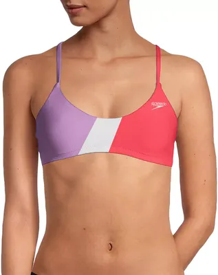 Speedo Women's Colorblock Tie Back Bikini Top